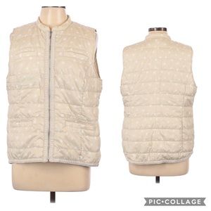 Chico’s Vest Puffer Lightweight Dot Pattern Sz L (Chico’s Sz 2)